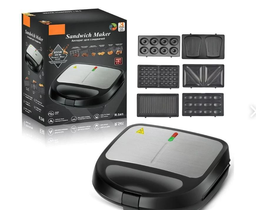 Мультимейкер (мультипекарь) RAF R-541 850Вт со сменными пластинами Серебристый Киев - изображение 3