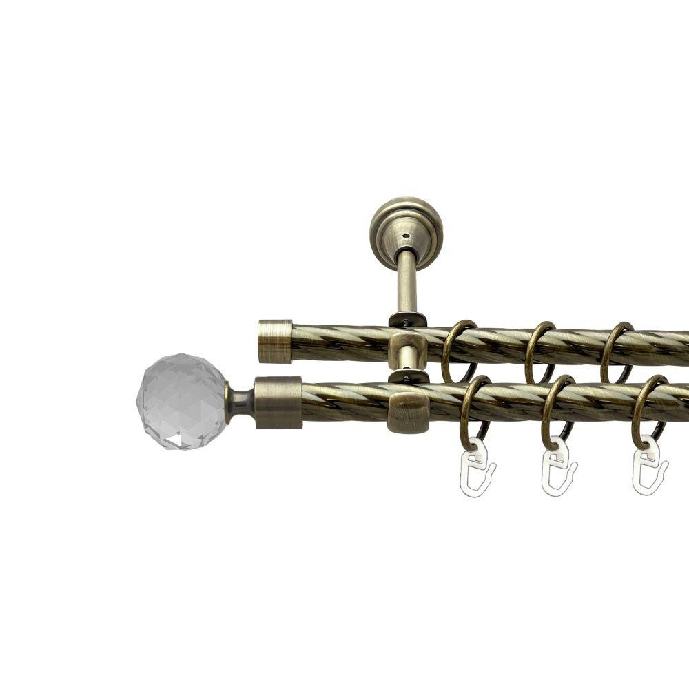 Карниз Orvit Люміера металевий дворядний відкритий скручена труба кільце металеве Антик 16\16 мм 240 см Львов - изображение 1