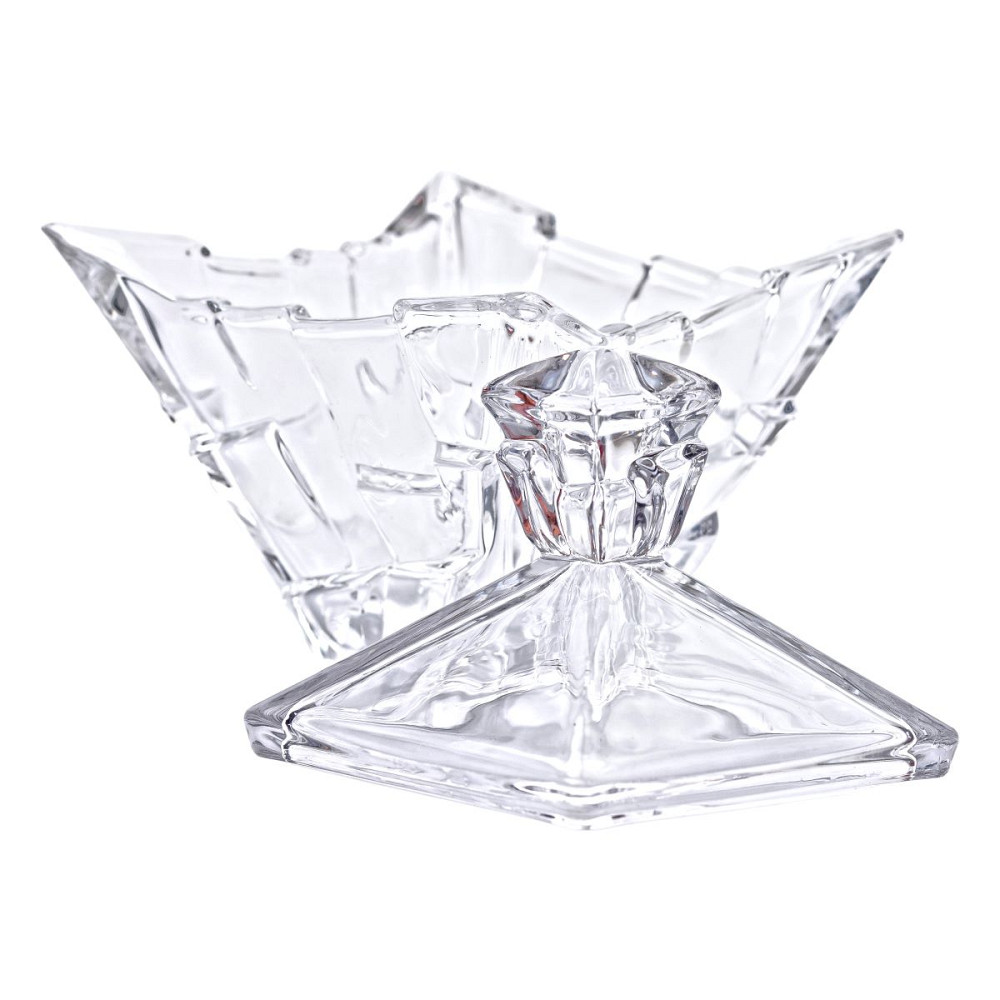 Цукорниця з кришкою 16×16×19 см ваза цукорниця квадратна скляна HP-4-119 Коломия - фото 3