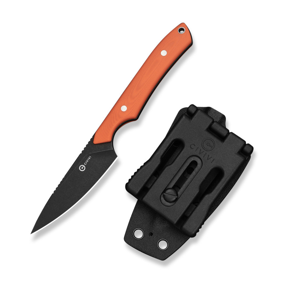 Нож фиксированный карманный Civvi High Grass Field Knife (7,4 см) 14C28N / G10 оранжевый с чехлом Киев - изображение 4