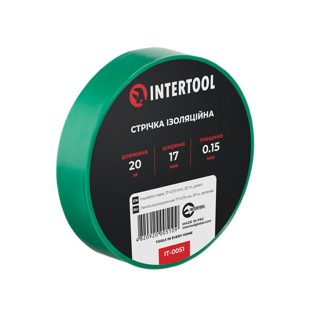 Стрічка ізоляційна 0.15мм*17мм*20м зелена INTERTOOL IT-0051 Киев - изображение 4