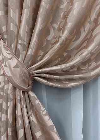 Комплект готовых штор VR-Textil Жаккард Вензель № 090ш Пудровый 140х270 см 2 шт (39-035) Киев