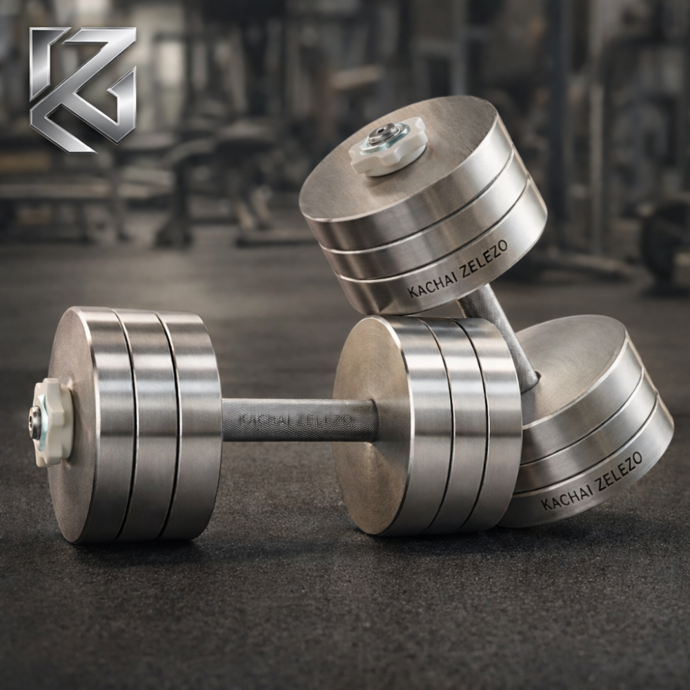 Гантелі набірні 2 по 28 кг металеві без покриття Kachai Zelezo Iron Pro Київ - фото 3