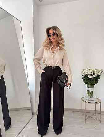 Жіночі базові штани палаццо костюмка Чорний, 44/46 Одеса