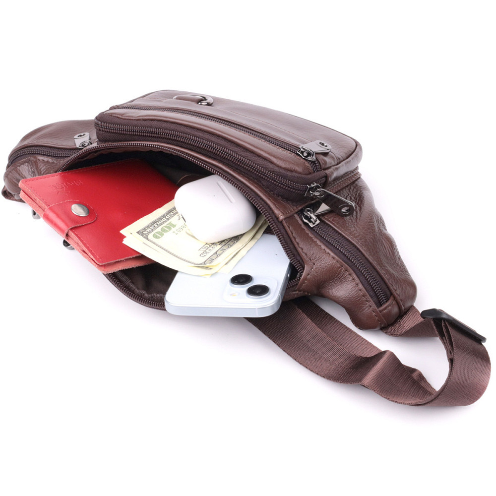 Практичная бананка для мужчин из натуральной кожи Vintage sale_15107 Темно-коричневый Киев - изображение 7