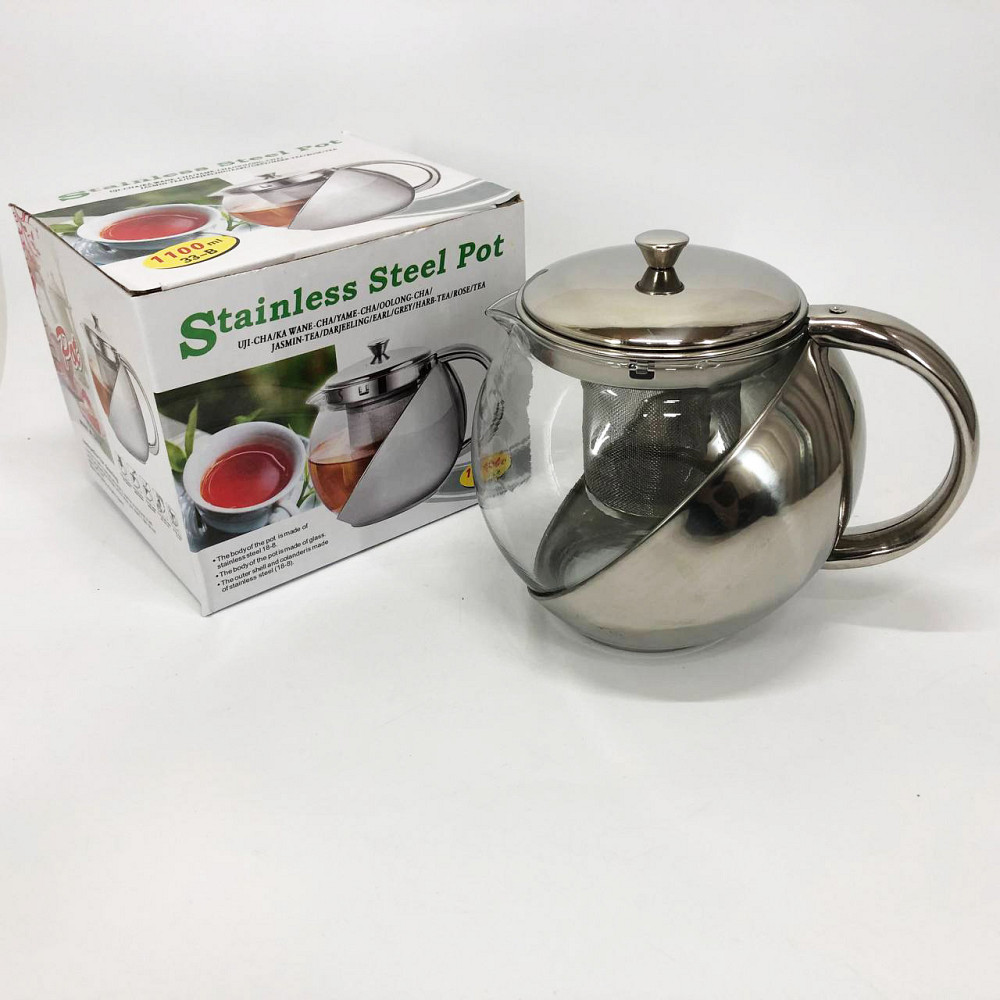 Скляний чайник з фільтром для заварювання чаю UNIQUE UN-1164 1.10 л, Заварний чайник скляний з ручкою HR-15 Львів - фото 11