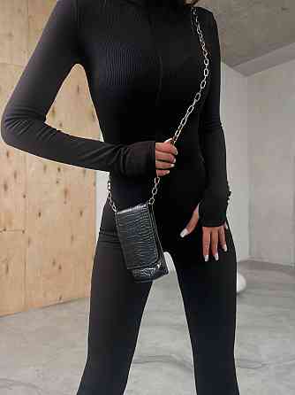 Стильный женский утепленный комбинезон в рубчик на флисе и на потайной молнии Черный, 46/48 Одесса