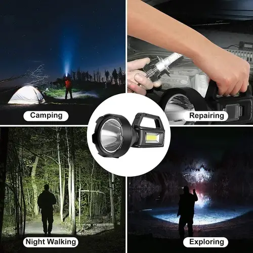 Акумуляторний ліхтар-прожектор PT-8899, LED+COB, 2400 mAh, Power Bank, сонячна панель, IP65, ручний Київ