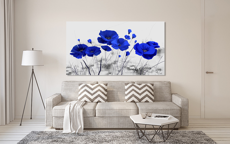 Картина полотно у вітальню / спальню  Сині Маки    MLP_398 ( 60х30см ) 80x120 см Київ - фото 2