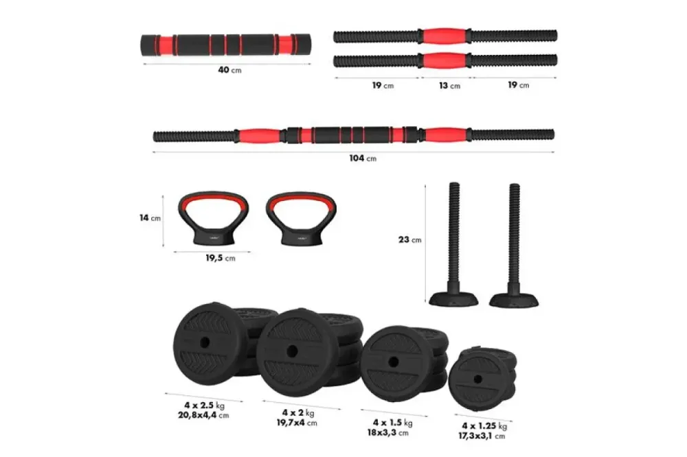 Гантелі розбірні HMS SGN130 PRO 6-в-1 зі штангою та гирями 30 кг Київ - фото 5