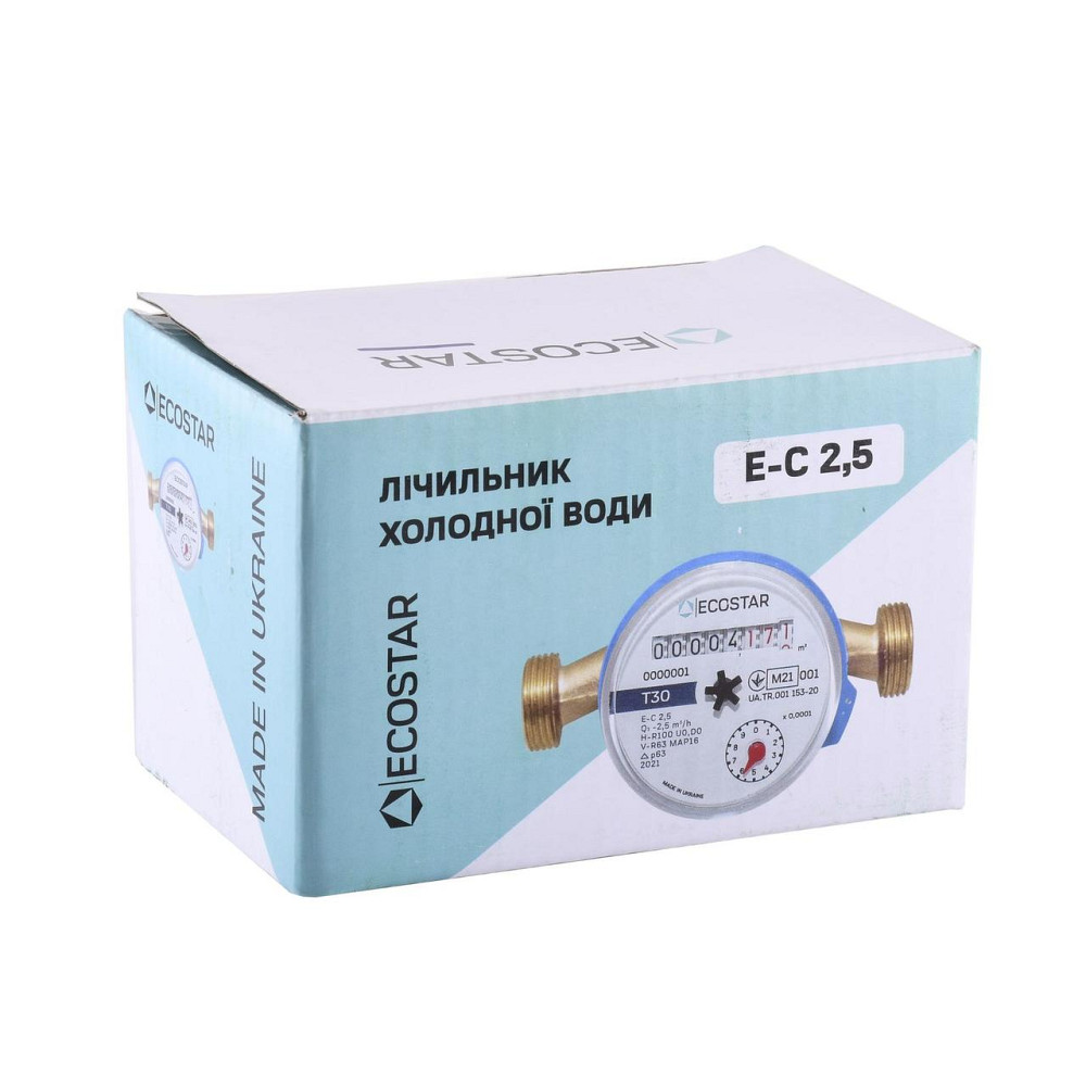 Счетчик холодной воды ECOSTAR DN15 1/2″ без штуцера L110 E-C 2,5 (000023020) Киев - изображение 2