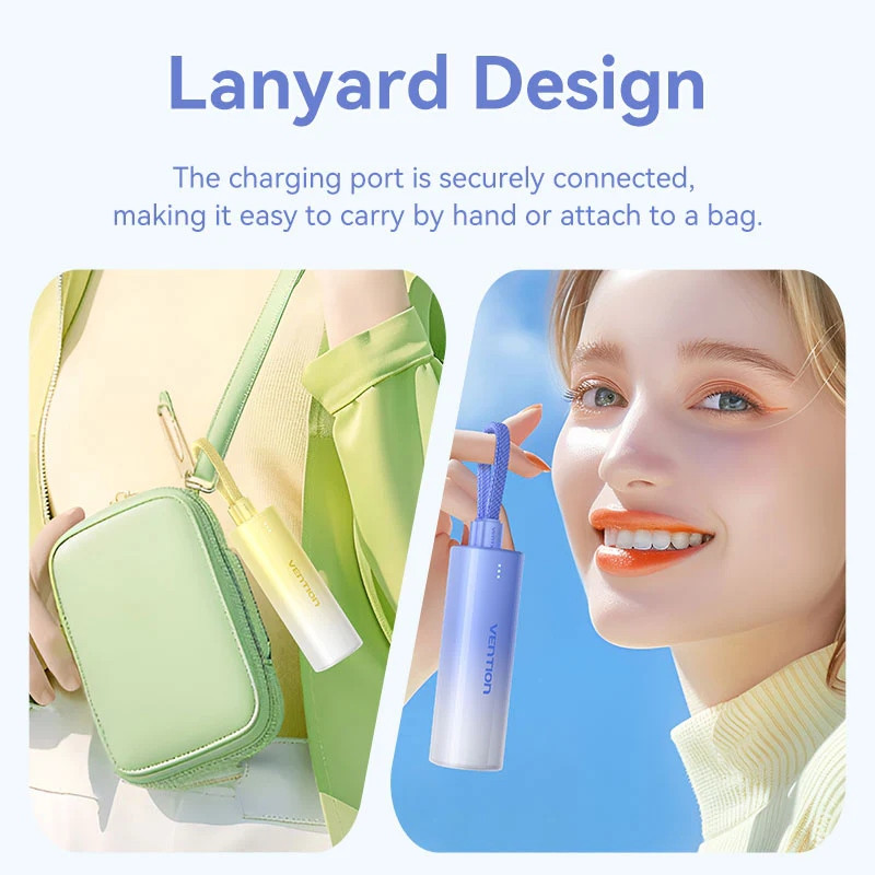 УМБ Vention 5000mAh 20W PD, USB-C In/Out, Lightning In/Out, with cable, Gradient Yellow Вінниця - фото 5