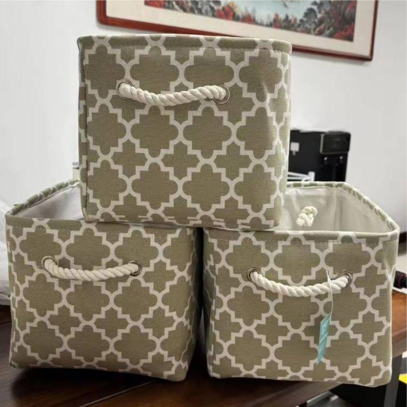 Корзины Органайзеры Lovely Svi 3 шт: для хранения белья, одежды, косметики, книг, игрушек 38×28×24 см Бежевые Киев - изображение 4