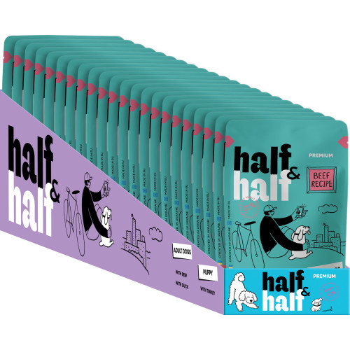 Корм вологий Half&Half Beef in Gravy for Adult Dogs шматочки яловичини в соусі для дорослих собак 100 г Київ - фото 3