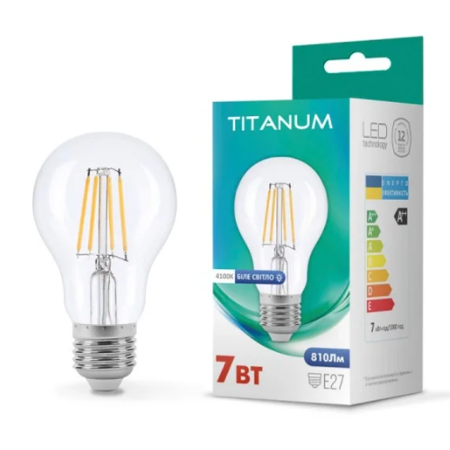 Лампа A60 7W E27 4100К 220V Filament LED Titanum Житомир