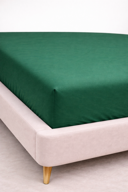 Простирадло на резинці Ecotton 90х200 см фланель бавовняне Green зеленого кольору Коломыя - изображение 1