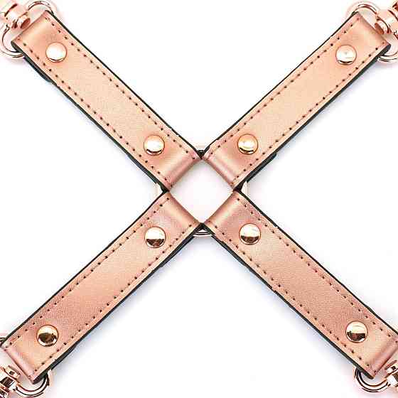 Хрестовина для фіксації Liebe Seele Rose Gold Memory Hog Tie, натуральна шкіра, рожеве золото Sex Aura Київ