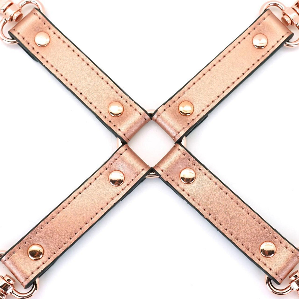 Хрестовина для фіксації Liebe Seele Rose Gold Memory Hog Tie, натуральна шкіра, рожеве золото Sex Aura Київ - фото 3