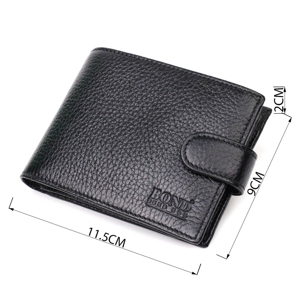 Компактный и в тоже время вместительный бумажник для мужчин из натуральной кожи Черный (BOND) Киев - изображение 8