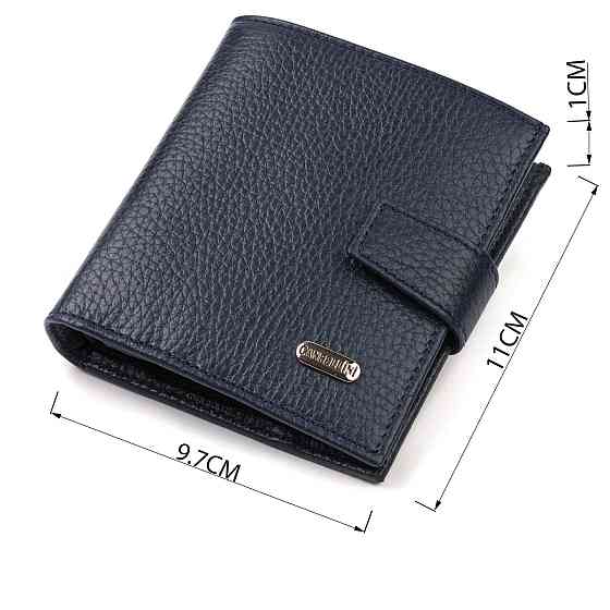 Модний чоловічий гаманець з натуральної зернистої шкіри CANPELLINI 21746 Синій Київ