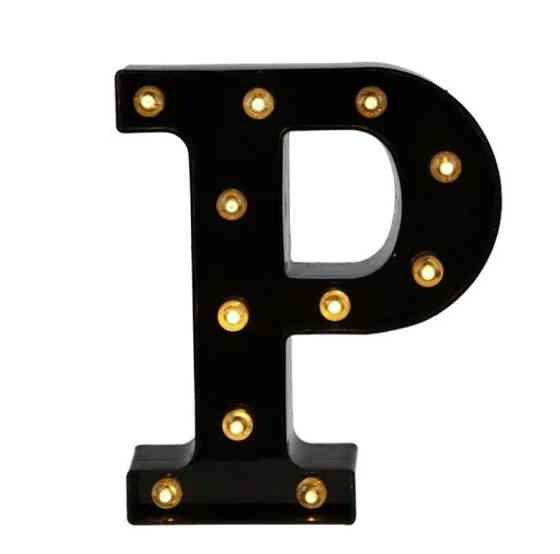 Буква с подсветкой P объемная маленькая 22 на 18 см черный Киев