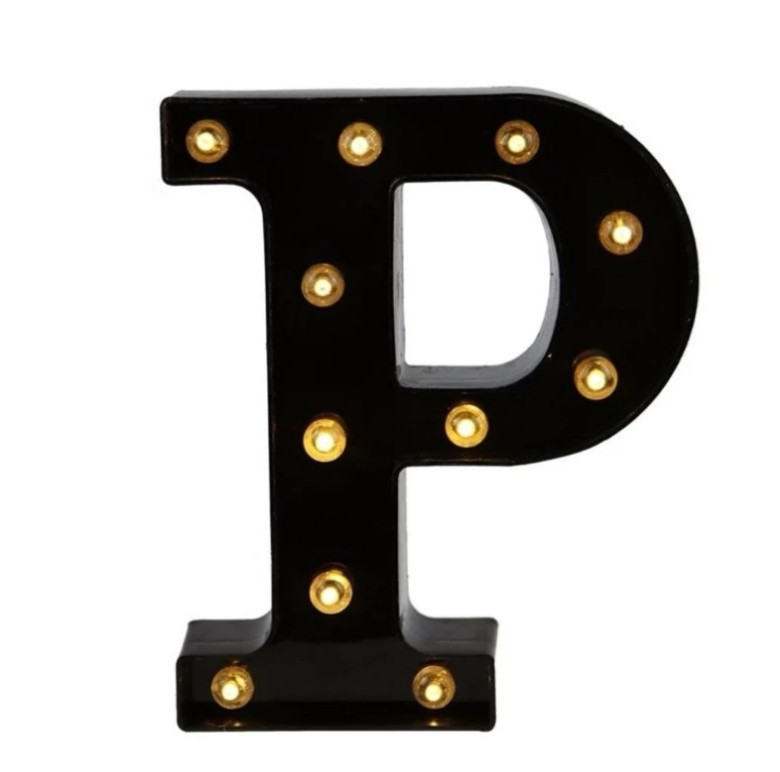 Буква с подсветкой P объемная маленькая 22 на 18 см черный Киев - изображение 2