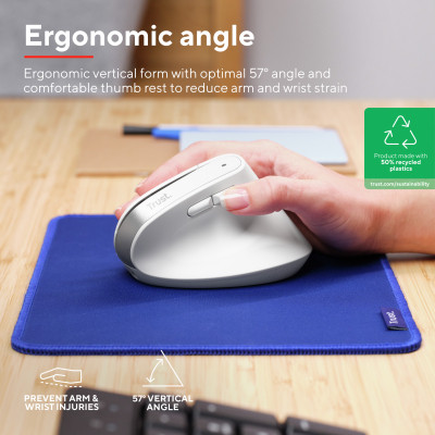 Мышка Trust Bayo+ Ergonomic Wireless/Bluetooth White (25399) Винница - изображение 7