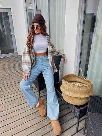 Женские голубые джинсы трубы-палаццо коттон 100% Голубой, 36 Одесса