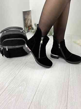 Черевики жіночі D and V чорні замша зима висота 14см (2201) Коломия