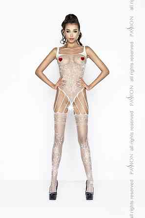 Бодистокинг Passion BS034 white, комбинезон, имитация боди и чулок Sex Aura Киев