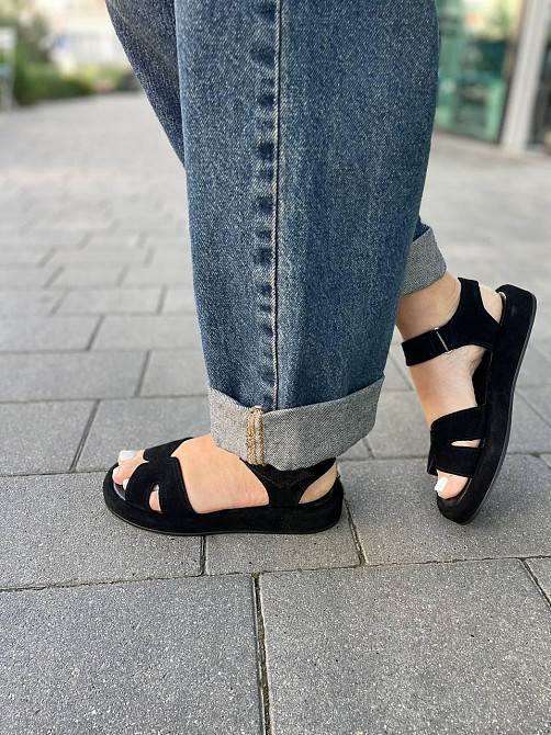 Соната Босоніжки жіночі чорні літні Соната Люба з натуральної замші / Босоніжки на низькому ход Коломыя - изображение 5