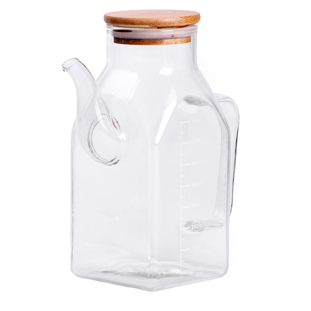 Скляна пляшка для олії 750 мл з ручкою та бамбуковою кришкою HP-34-4 Коломия - фото 3