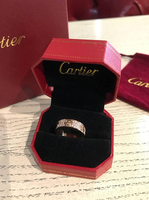 Cartier кільце в рожевому золоті з камінням / Cartier кільце LOVE з дрібним цирконієм Одеса - фото 1