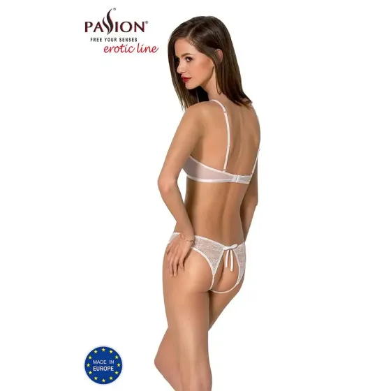 Комплект із бра, трусиків з ажурним декором та відкритим кроком Passion URSULA SET XXL/XXXL, white Львів