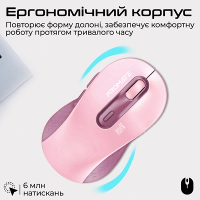 Мышка Promate Ken Wireless/Bluetooth Pink (ken.pink) Винница - изображение 3