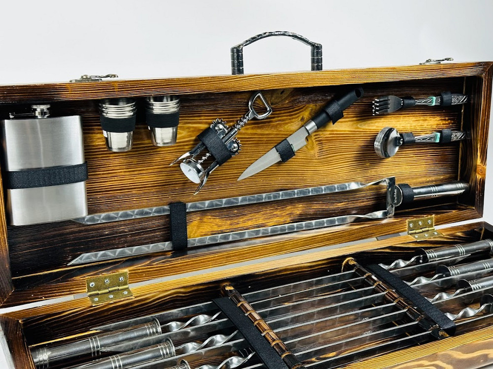 Подарунковий набір шампурів у дерев'яному кейсі СТАЛЕВИЙ HAPPY DAYS Тернопіль - фото 4