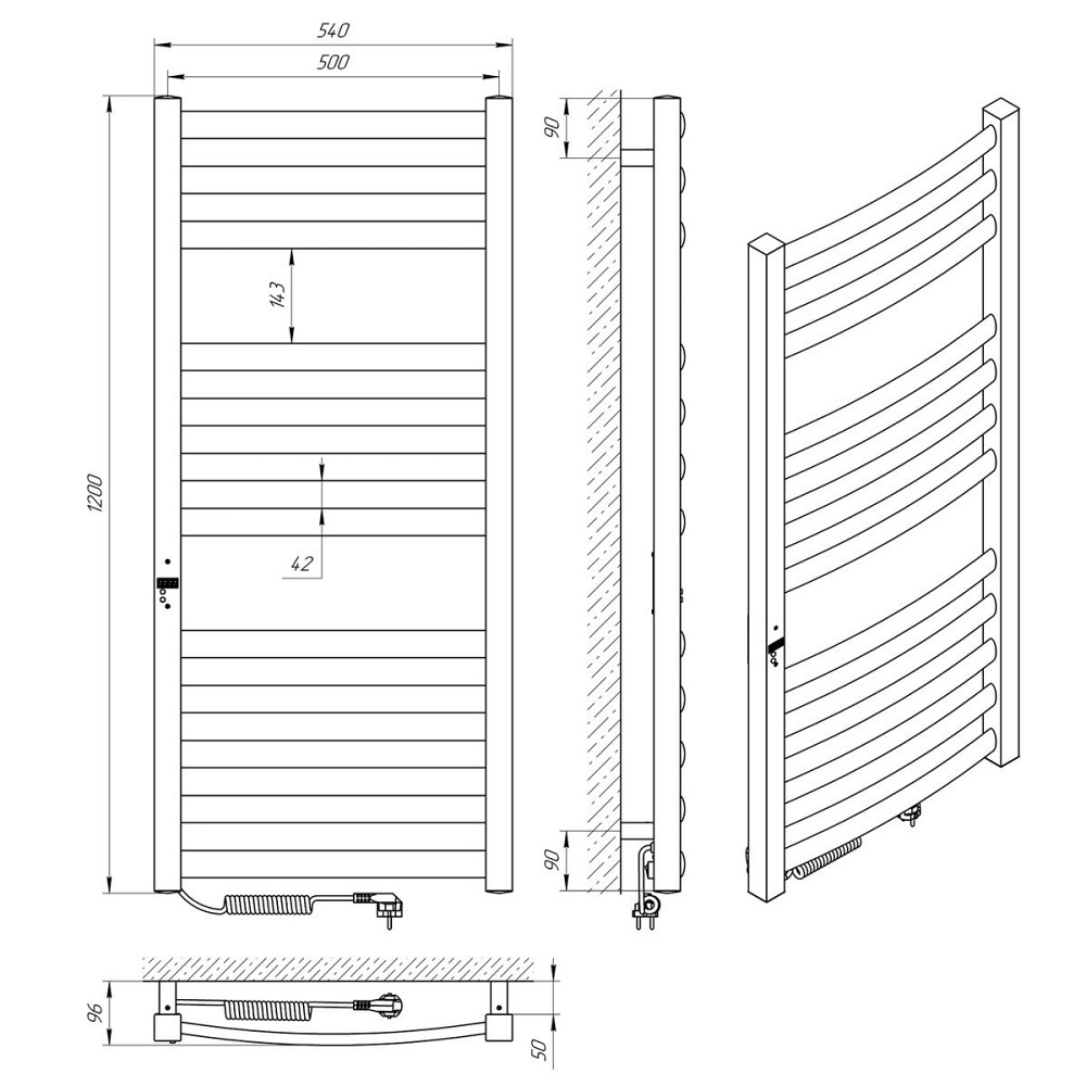 Електрична сушарка для рушників Laris Атлант Преміум П12 500Х1200 Е ліва під'єднана. Київ - фото 6