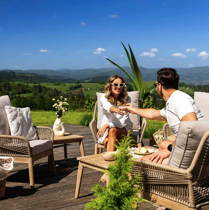 Комплект садових меблів для тераси, двору, балкона, набір столу та стільців для відпочинку Akaia Бежевий Київ - фото 6