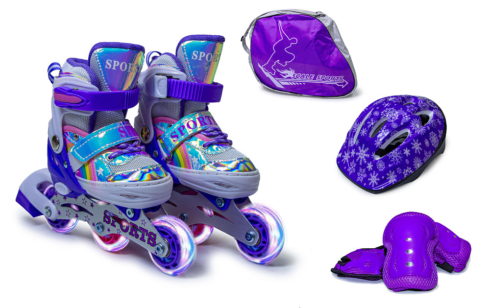 Комплект дитячих роликів Scale Sports Rainbow. Усі колеса світяться. Фіолетовий. Розмір 27-30 Одеса - фото 1