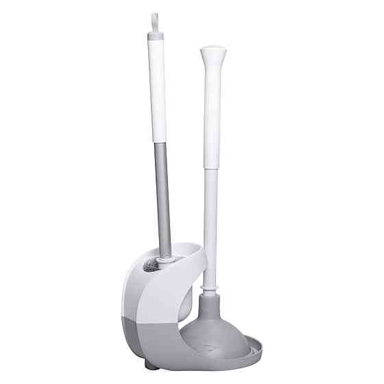 Набір для чищення унітазу: йоржик для чищення туалету з підставкою та вантузом 50 (см) щітка для унітазу HP-35015-28 Київ