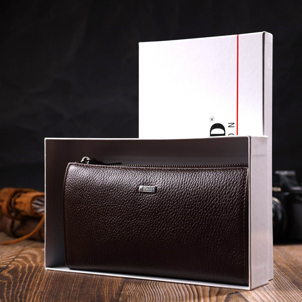 Практичний чоловічий клатч із натуральної шкіри aфлотар Коричневий (BOND) Київ - фото 4