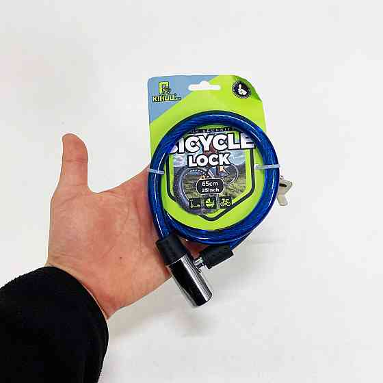Замок велосипедный 185, 12*65 тросовый, 2 ключа. Цвет: синий YL-38 Львов
