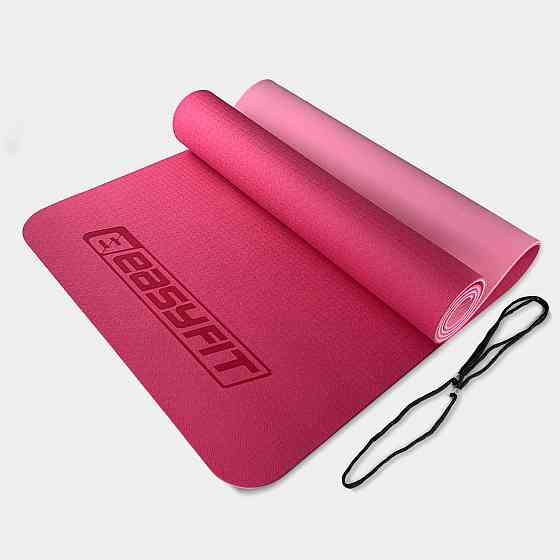 EasyFit Килимок для йоги та фітнесу EasyFit TPE+TC 6мм двошаровий рожевий-св. рожевий Коломыя