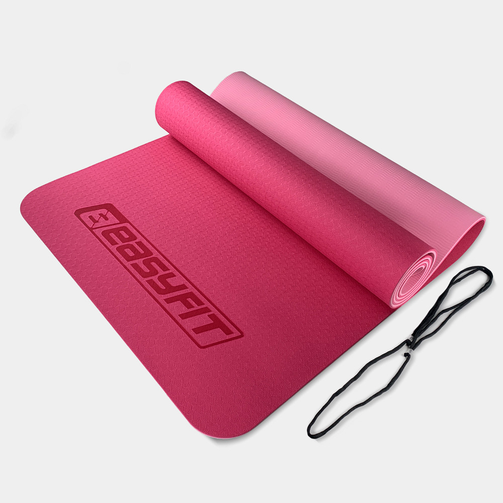 EasyFit Килимок для йоги та фітнесу EasyFit TPE+TC 6мм двошаровий рожевий-св. рожевий Коломыя - изображение 1