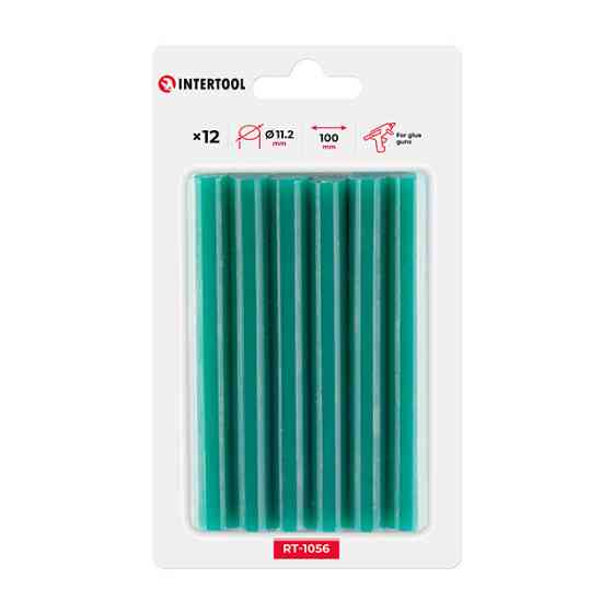 Комплект клейових стрижнів зелених, 11,2×100 мм, 12 шт. INTERTOOL RT-1056 Київ
