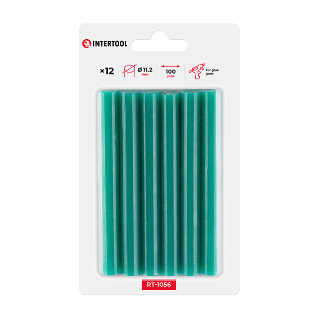 Комплект клейових стрижнів зелених, 11,2×100 мм, 12 шт. INTERTOOL RT-1056 Київ - фото 1