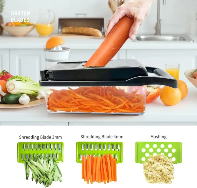 Овочерізка 14 в 1 Veggie Slicer компактна з відсіком для овочів, змінні насадки, Київ - фото 3