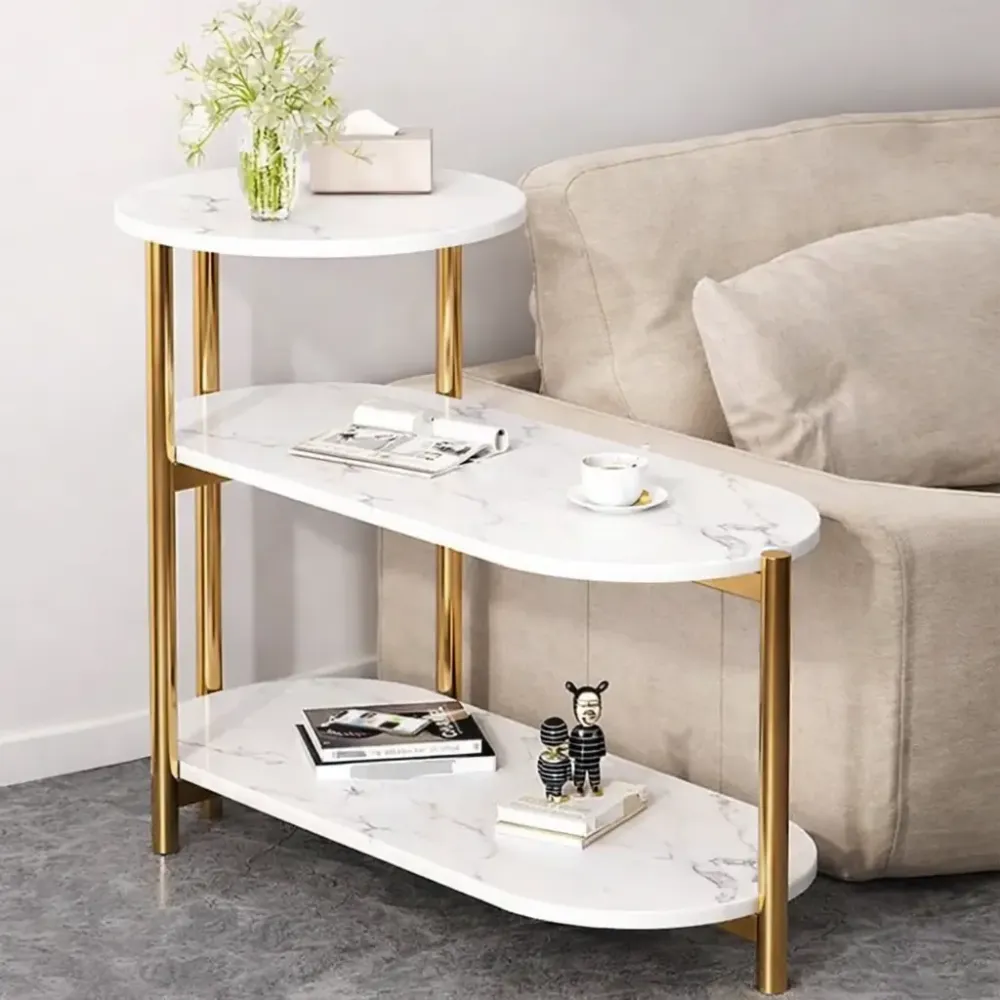 Журнальный мраморный столик с тремя ярусами DASH-5497 65х30х62см Коломия - фото 1