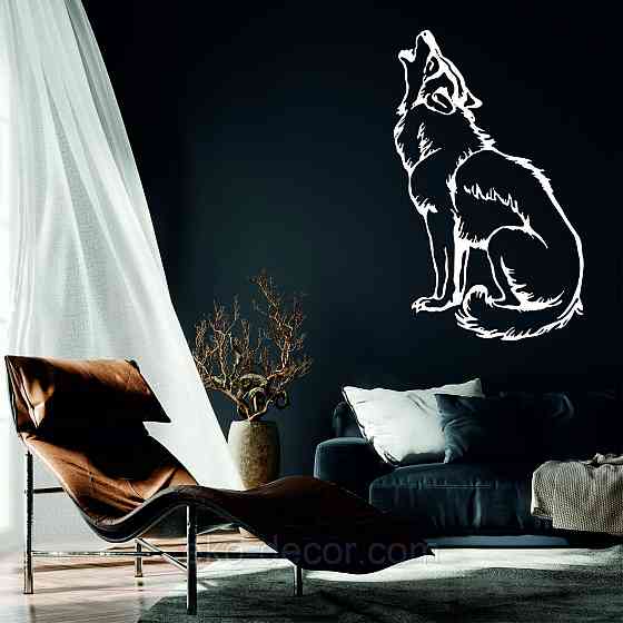 Декоративне настінне Панно «Вовк», Декор на стіну 110*67 см, Білий Київ