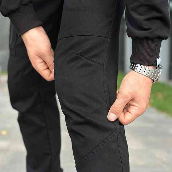 Штани карго чоловічі весняні з кишенями чорні Pobedov Papin Brodyaga Київ